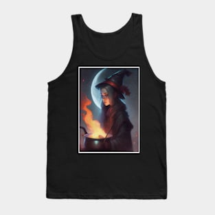 Halloween Witch With Brewing Cauldron Tank Top